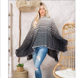 Two Tone Hooded Poncho